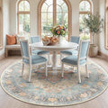 RELEANY Area Rugs Round 7ft Washable Non-Slip, Floral Vintage Distress Medallion Carpet for Living Room Bedroom Dining Room, Blue Orange Red