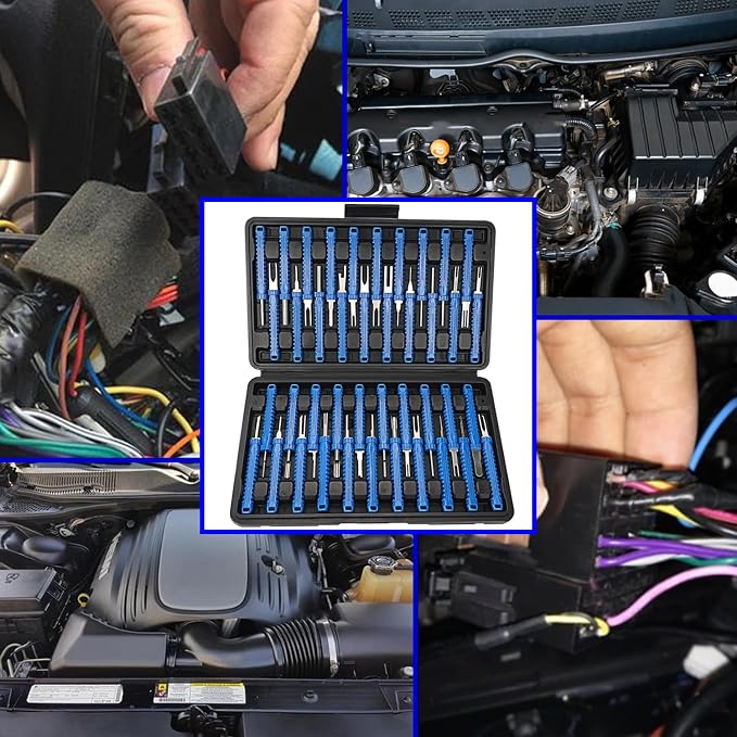 41 Pcs Terminal Pin Removal Tools with Blow-Molded Case - Electrical Pin Removal Tools Automotive Depinning Tool Kit for Automotive & Household Devices Most Connector, Blue