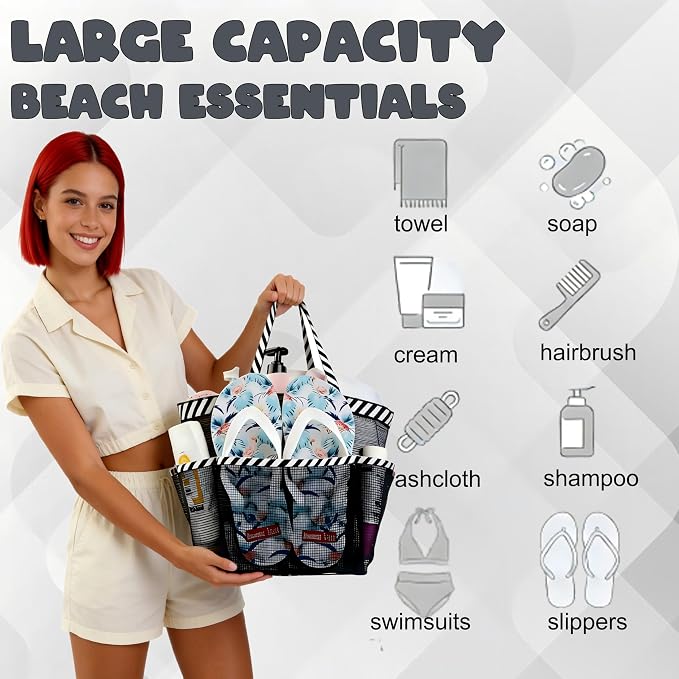 Attmu 2 Pack Mesh Shower Caddy Portable, Quick Dry Hanging Shower Tote Bag for College Dorm Room Essentials, Large Capacity Shower Caddy Dorm for Bathroom Gym Swimming