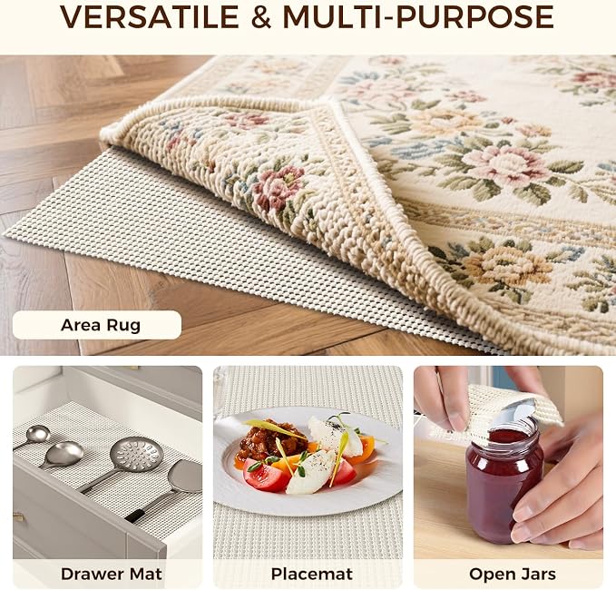 BAGAIL BASICS 2 x 8 FT Rug Pad Gripper for Hardwood Floors, Non Slip Rug Pads for Area Rugs, Extra Thick Under Rug Padding, Protect Your Rugs & Floors