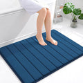 OLANLY Memory Foam Bath Mat 40x32, Super Soft Absorbent Bathroom Rugs, Quick Dry, Machine Washable Shower Floor Rugs, Bathmat Carpet, Bathroom Home Decor Accessories, Navy Blue