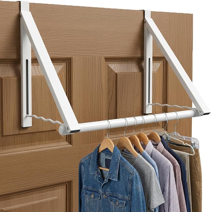 HOLDN’ STORAGE Over The Door Hanger Foldable - Over The Door Rack for Hanging Towels, Coats & Clothes - Over The Door Hanger Hooks for Bedroom, Washroom and Office.