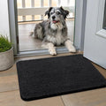 Smiry Dog Door Mat for Muddy Paws 24x16, Absorbent Dirt Trapper, Non-Slip Washable Chenille Entryway Rug for Inside Floor, Black, Classic Solid
