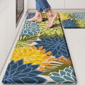 Arenarug Kitchen Mats for Floor 2 Piece Cushioned Anti Fatigue Kitchen Mats Waterproof Non Slip Kitchen Mat Rug Set Comfort Foam Standing Mat for Sink, Laundry, Office, Yellow Green