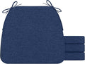 AAAAAcessories D-Shaped Chair Cushions, 2" Thick Dining Chair Pads with Ties and Removable, Machine-Washable Cover, 17" x 16", Set of 4, Blue