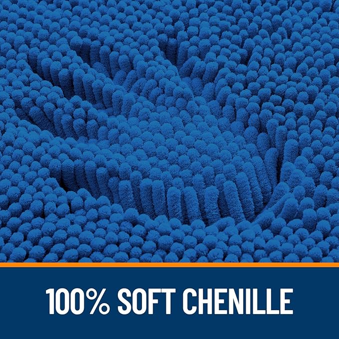 OLANLY Bathroom Runner Rugs 59x20, Soft Absorbent Chenille Bath Rugs, Rubber Backing Quick Dry, Machine Washable Long Bath Mats for Bathroom, Tub and Shower, Home Decor Accessories, Deep Navy Blue