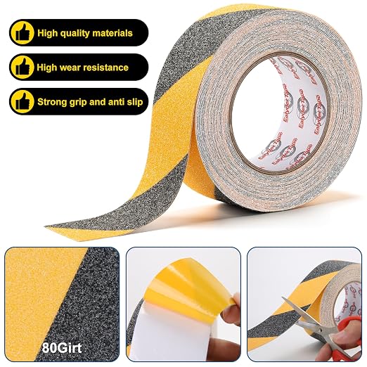 Anti Slip Tape Yellow/Black 2 Inch x 33 Ft, Non Slip Waterproof Safety Grip Adhesive Traction Warning Tape for Steps, Stair Treads and Ramps, Indoor & Outdoor Use