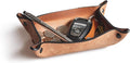 Main Street Forge Leather Valet Tray for Men – Rustic EDC Organizer for Keys, Phone & Wallet – Made in USA - Charred Oak