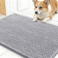 OLANLY Dog Door Mat for Muddy Paws 24x16, Absorbs Moisture and Dirt, Absorbent Non-Slip Washable Doormat, Quick Dry Chenille Mud Mat for Dogs, Entry Indoor Entryway Carpet for Inside Floor, Light Grey