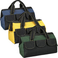 Sanwuta 3 Pack Tool Bag for Men with Waterproof Hard Bottom, Heavy Duty Tool Bag Wide Mouth Tote for Various Instrument, Electrician Carpenter Mechanic(Blue, Yellow, Army Green,13 Inch,Classic)