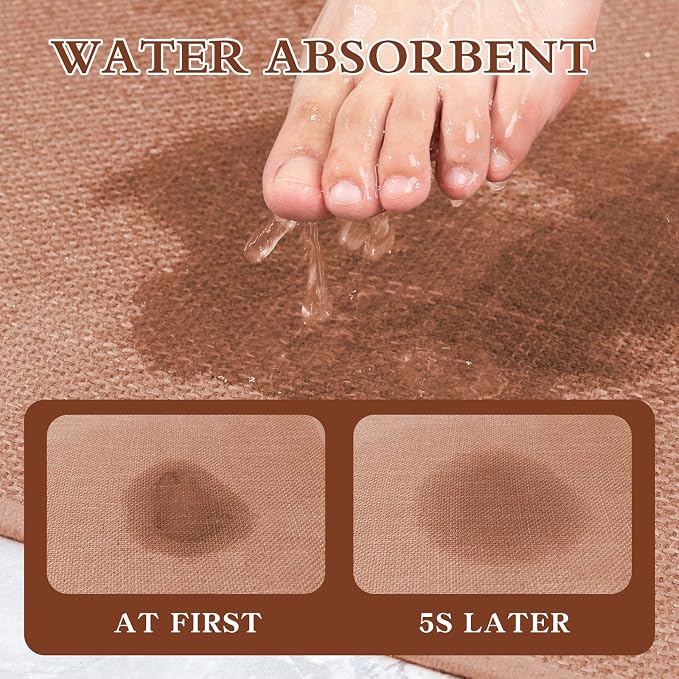 chakme Bathroom Rugs Mat U-Shaped 24x17, Ultra ThinNon Slip Bath Mat Small Quick Dry Absorbent Bath Matfor Bathroom Floor, (Dark Pink, U-24"x17")