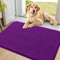 Smiry Dog Door Mat for Muddy Paws 36x24, Absorbent Dirt Trapper, Non-Slip Washable Chenille Entryway Rug for Inside Floor, Purple, Classic Solid