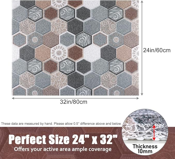 Shower Mat Bathtub Mat Non-Slip, 24x32 Inch, Soft Comfort Bath Mat with Drainage Holes, PVC Loofah Massage Bathmat for Shower, Tub, Bathroom, Wet Areas, Quick Drying