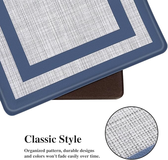 Mattitude Kitchen Mats Set of 2 Cushioned Rugs Anti-Fatigue Mats for Kitchen Floor,Waterproof Non-Slip Mats and Rugs Set for Office,Floor,Laundry 17.3"×29"+17.3"×59",Blue