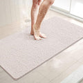 LuxStep Shower Mat Bathtub Mat,36x16 inch, Non-Slip Bath Mat with Drain, Quick Drying PVC Loofah Bathmat for Tub,Shower,Bathroom (Phthalate Free,White)