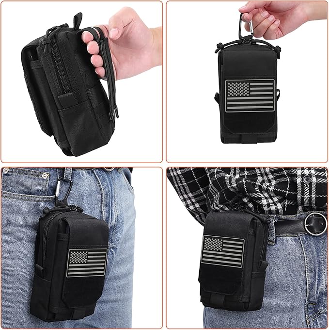 Tactical Molle Utility Pouch Cell Phone Pouch, Waist Bag Belt Pouch for Men, EDC Bag Gadget Organizer Vest Pack Purse Mobile Phone Case Hunting Compact Bag for Runing