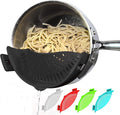 Arlig Clip On Pasta Strainer Silicone Universal Fit for all Pots and Bowls Snap On Drainer for Meat, Vegetables, Fruit Colander for Kitchen Easily Drain Food Space Saving