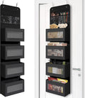 Giraffe Creation Black Over Door Organizer with 4 Large Clear Pockets, Hanging Door Storage for Closet, Bathroom, Bedroom, Dorm, Nursery, Toys, Toiletries, Cosmetics