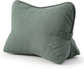 Pat. Pend. Corduroy Lumbar Support Pillow for Sitting and Posture Support, Triangle Cushion for Bed, Sofa or Couch, Reading Back Pillow with Removable Washable Cover, Peacock Blue
