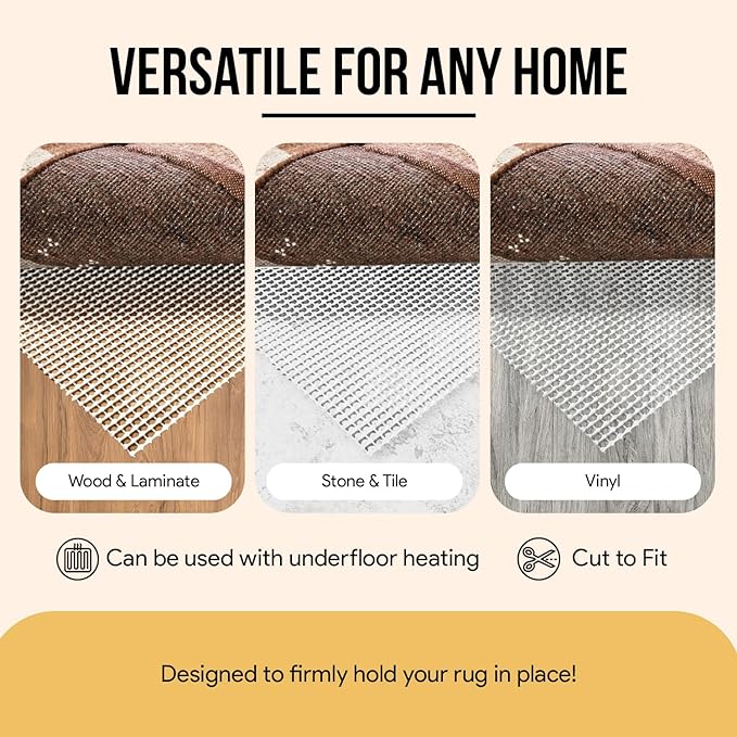 Non Slip Area Rug Gripper 2.5x9 Feet, Rug Gripper for Hardwood Floors, Laminate, Vinyl, Stone & Tile, Anti Slip Area Rug Pad for Under Rugs