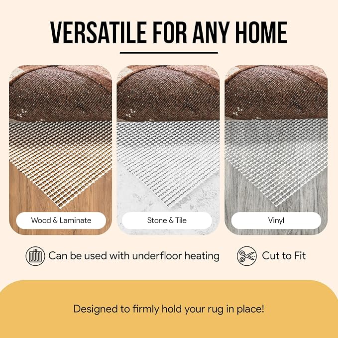 Non Slip Area Rug Gripper 5x7 Feet, Rug Gripper for Hardwood Floors, Laminate, Vinyl, Stone & Tile, Anti Slip Area Rug Pad for Under Rugs