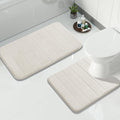 Yimobra Memory Foam Bath Mat Set 2 Piece - Super Soft Absorbent Quick Dry Bathroom Toilet Rugs, Machine Washable Non Slip Floor Carpet for Tub Shower & Single Sink (31.5x20 & 24x20, Cream White)