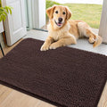 Smiry Dog Door Mat for Muddy Paws 34x21, Absorbent Dirt Trapper, Non-Slip Washable Chenille Entryway Rug for Inside Floor, Brown, Classic Solid
