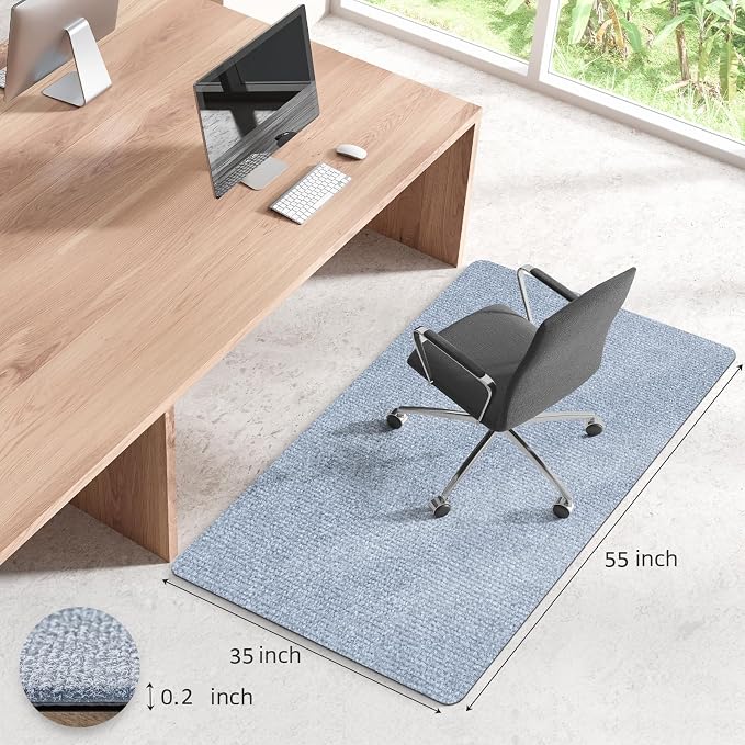Office Chair Mat for Hardwood Floor, 55" x 35" Anti-Slip Mats for Rolling Chair, Large Computer Gaming Chair Mat, Tile Floors Protector for Office Home Gym, Light Gray
