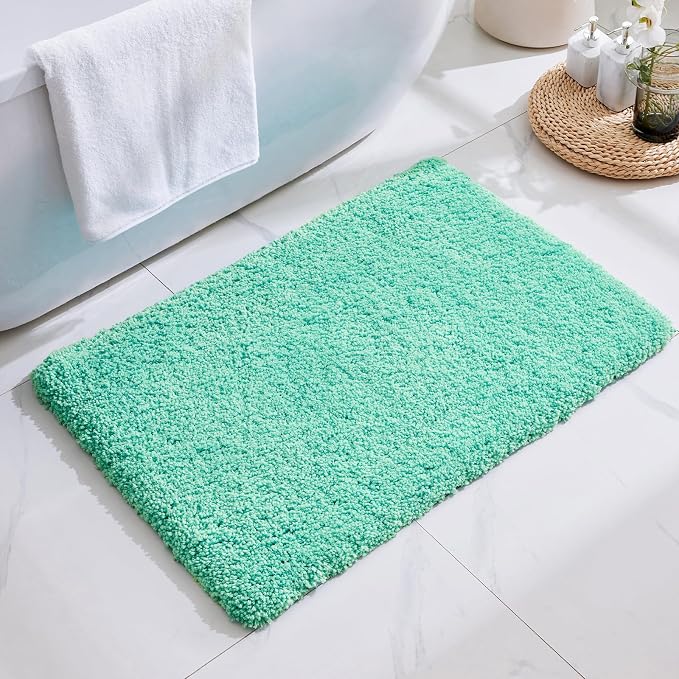 Disolla Mint Green Bathroom Rug 24x36 - Non-Slip Plush Thick Bath Mat, Highly Absorbent & Ultra Soft Fluffy Floor Mat, Machine Washable for Shower and Tub