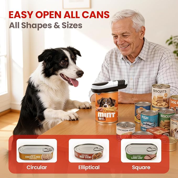 One Touch Electric Can Opener Fits Almost All Can Sizes for Seniors with Arthritis, Rechargeable Smooth Edge Can Opener with Magnetic Cover Catch, Food Safe Kitchen Gadget