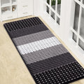Kitinjoy Indoor Outdoor Door Mat, 47x17 Non-Slip Absorbent Dirt Trapper, Low-Profile Washable Inside Entrance Front Floor Mat, Sturdy Soft Entry Dotted Ombre Doormats for Entryway, Black