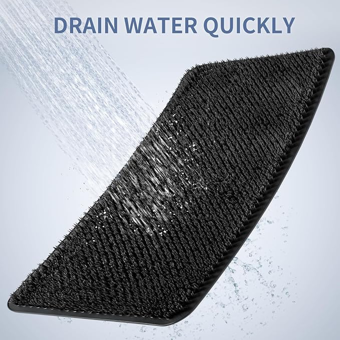 Yolife Shower Foot Scrubber Mat, Anti-Slip Bath Mat with Scrub Bristles, Soft Shower Foot Massager with Strong Suction Cups for Soothe Achy Feet, 25.6" x 13.4"