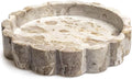 Beige Scalloped Marble Tray - 8 Inch Round Stone Vanity Tray for Perfume & Jewelry, Marble Dish for Bathroom Countertop & Kitchen Counter, Brown Decorative Tray for Bathroom & Kitchen, Modern Catchall