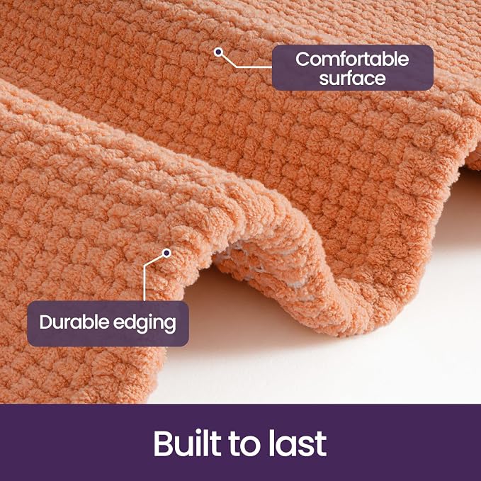 DEXI Bathroom Rugs 43x24, Non Slip Washable Bath Mat, Absorbent Chenille Bathmat, Ultra Soft Thick Carpet for Tub Shower Floor, Orange