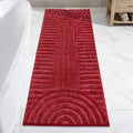 SHACOS Super Soft Bathroom Runner Rugs 24"x60" Non Slip Boho Bath Mats Microfiber Absorbent Carpet for Bath Room Machine Washable Shaggy Bath Rugs for Shower Bathtub Home Decor, Red 2'x5'