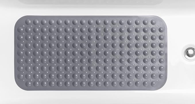 Large Non-Slip Bathtub & Shower Mat 31”x16” (Smooth/Non-Textured Tubs Only) Safe, Clean, Machine-Washable, Superior Grip&Drainage, Vinyl, Opaque Gray (Grey)