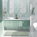 Yimobra Light Green and White Bathroom Rugs Non Slip Washable 44X24, Ultra Soft and Water Absorbent Bath Mats, Plush Fluffy Shower Mat Outside, Luxury Microfiber Thick Matts for Bathroom Floor/Tub