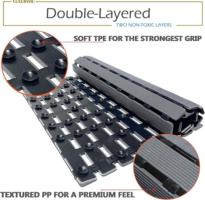 Non Slip Bathtub Mat | Double-Layered Shower Floor Mat with Suction Cups | EZ-Dry Construction | Non-Toxic, BPA, Latex, Phthalate, PVC Free (Mist)