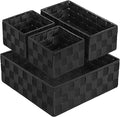 Posprica Small Black Baskets Cube Bin Container Tote,Woven Storage Baskets for Organizing Organizer Divider for Drawer, Closet, Shelf, Dresser, Set of 4