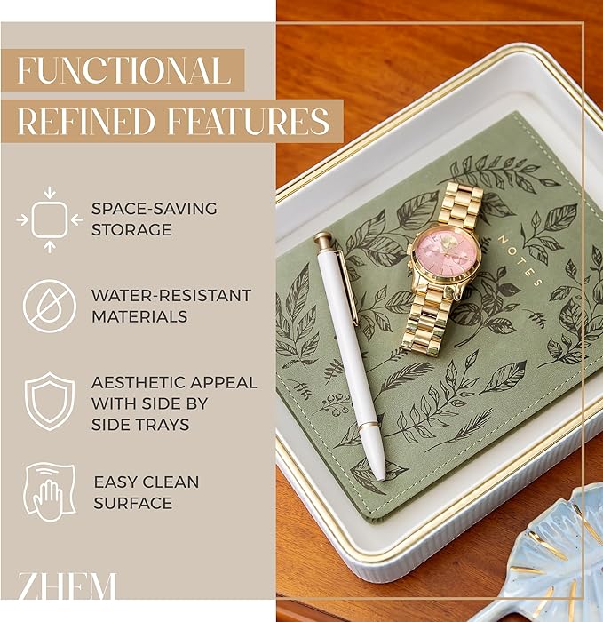 Perfume Tray Valet Tray Night Stand Bedside Organizer| Perfume Organizer Catchall| Perfume Trays for Dresser Vanity Tray for Dresser Countertop| Perfume Holder| Nightstand Organizer Women