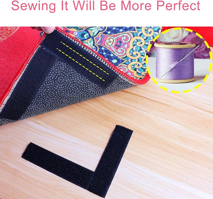 30 Sets Removable Rug Gripper - 1 x 4 Inch Velcro Strips with Adhesive, Double Sided Hook and Loop Tape, Removable Rug Tape, Reusable Velcro Gripper for Carpet by Red Snail
