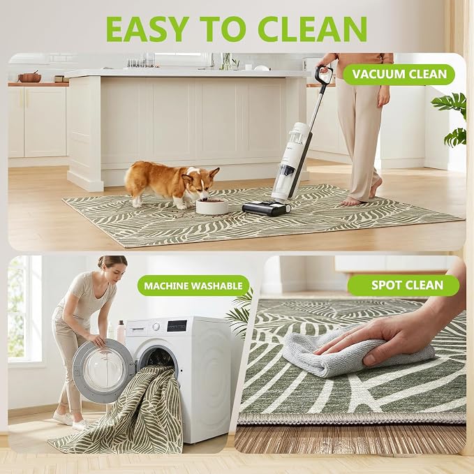 Office Chair Mat for Hardwood Floor & Tile Floor,36"x48"Heavy Duty Desk Chair Mat for Hard Floors, Under Desk Rug for Rolling Computer Chair,Anti Slip,Low Pile Carpet Floor-Green Leaves