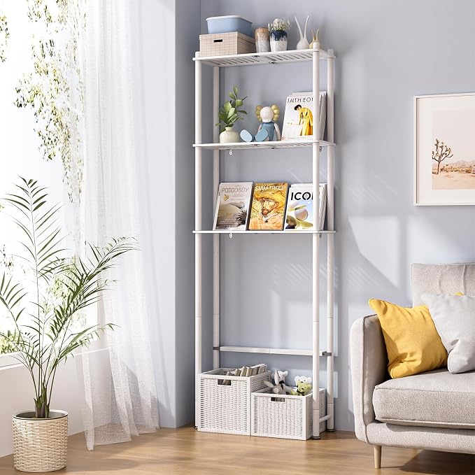 AmazerBath Over The Toilet Storage Bamboo, Bathroom Over Toilet Organizer Rack, 3-Tier Over Toilet Shelf, Space Saver, White