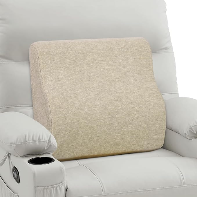Back Support Pillow for Recliner Dual Layer Lumbar Support Pillow with Gel Memory Foam Ergonomic Orthopedic Lumbar Cushions for Elderly Lower Back Pain Relief Washable Cover Khaki