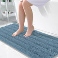 OLANLY Thick Large Bathroom Rugs 50x30, Extra Soft Absorbent Chenille Striped Bath Rugs, Rubber Backing, Machine Wash, Bath Mats for Bathroom Floor, Tub and Shower, Home Decor Accessories, Airy Blue