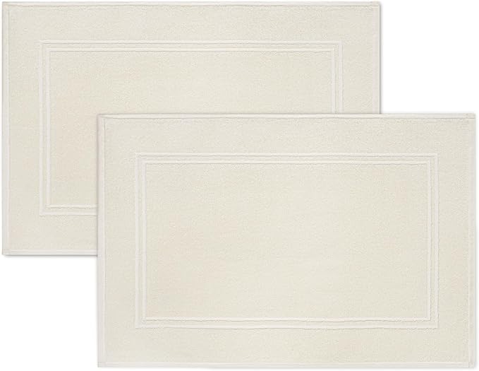 Tens Towels Pack of 2 Bath Mats 100% Cotton, 20 x 32 Inches, Super Absorbent, Hotel Quality Premium Floor Towels, Luxurious, Soft & Quick Dry, Not a Bathroom Rug (Ivory)