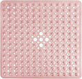 Yimobra Shower Stall Mat Non Slip, 21X21 Inch, Soft Square Bath Mat for Shower with Suction Cups and Drain Holes, Stall Floor Mats for Bathroom, Machine Washable, Bathroom Accessories, Pink