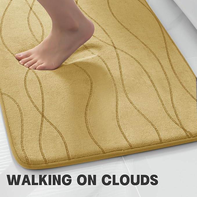 YIHOUSE Memory Foam Bathroom Rug Sets, Beige, 5 Piece | Ultra Soft, Absorbent, Non-Slip, Machine Washable