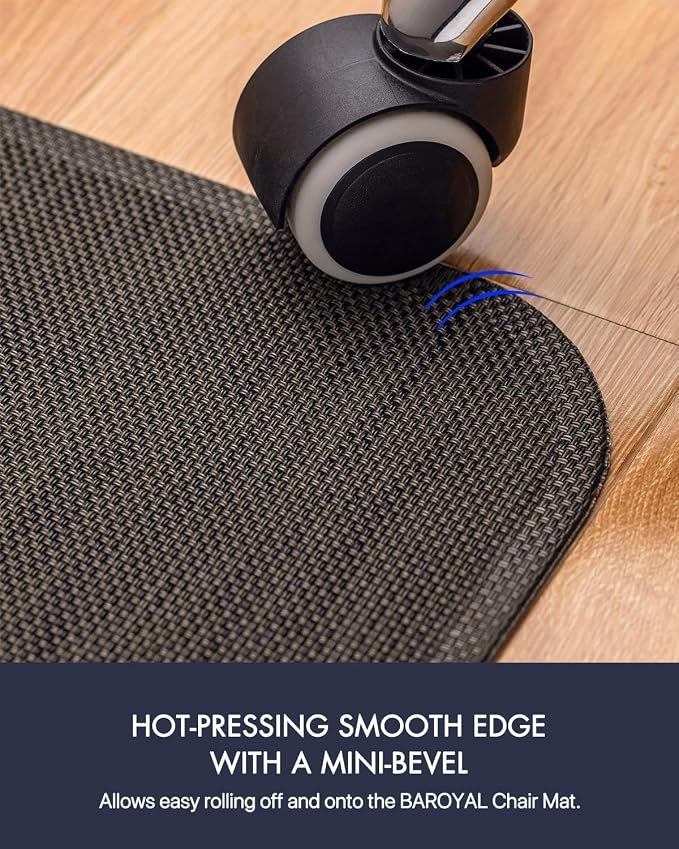 Baroyal Office Chair Mat for Hardwood Floor Under Desk Computer Rolling Chair Mat for Wood/Tile Floor Non-Slip Heavy Duty Desk Rug PVC Plastic Hard Floor Protector 45"x 53" (Espresso)