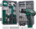 Hi-Spec 8V Cordless Drill Set & Tool Kit for Men – Power USB Rechargeable Electric Drill Driver, Compact Hand Toolbox with Essential Tools, Green, Ideal for Home Improvement